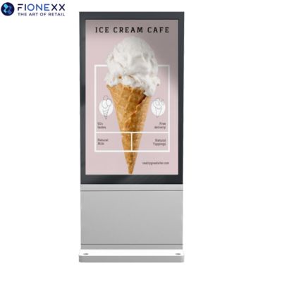よい価格 65インチシルバー 耐久型 広告ディスプレイ 画面 ADボード 扇風機なし 垂直デジタルトーテム オンライン