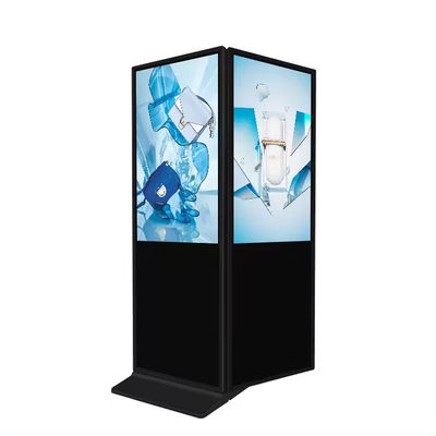 よい価格 高解像度 55 インチ 室内広告用 2 面床スタンドキオスク CMS リモコン LCD デジタルサイネージとディスプレイ オンライン
