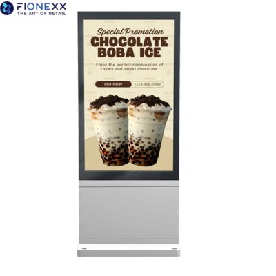 よい価格 43インチ シルバー 窓 扇風機なし 垂直 デジタル トーテム 高品質の広告ディスプレイ オンライン